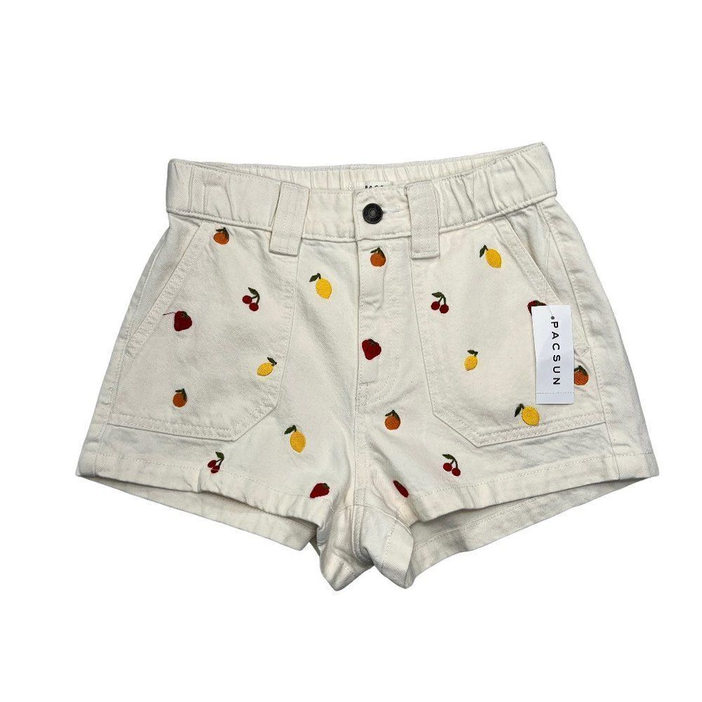 Pacsun Shorts Women's Size XS Mini Fruit Embroidered Denim Shorts